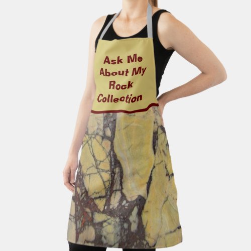 Rock Collector Humorous Yellow Red Marbled Stone Apron