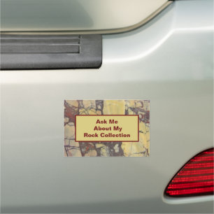 Rock Collector Humorous Yellow Red Marbled Stone Car Magnet