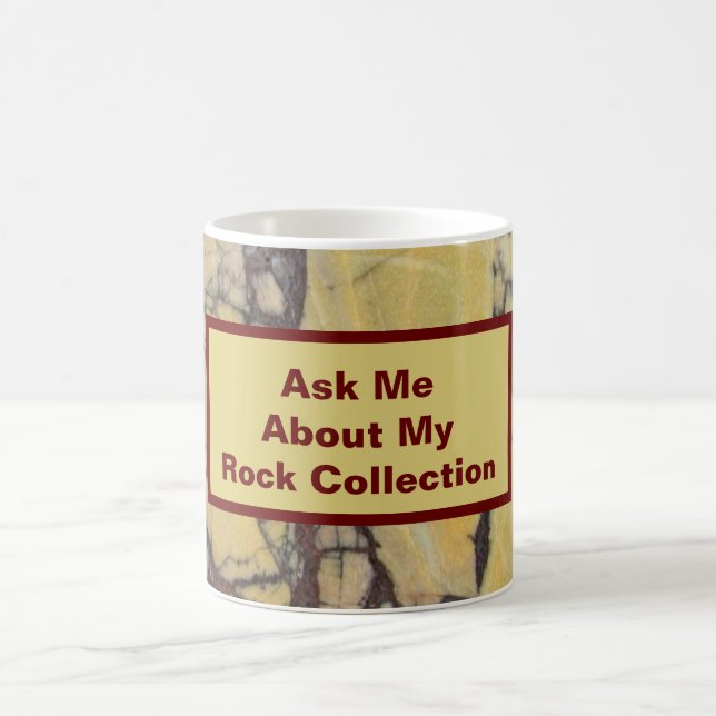 Rock Collector Humorous Yellow Red Marbled Stone Coffee Mug (Center)