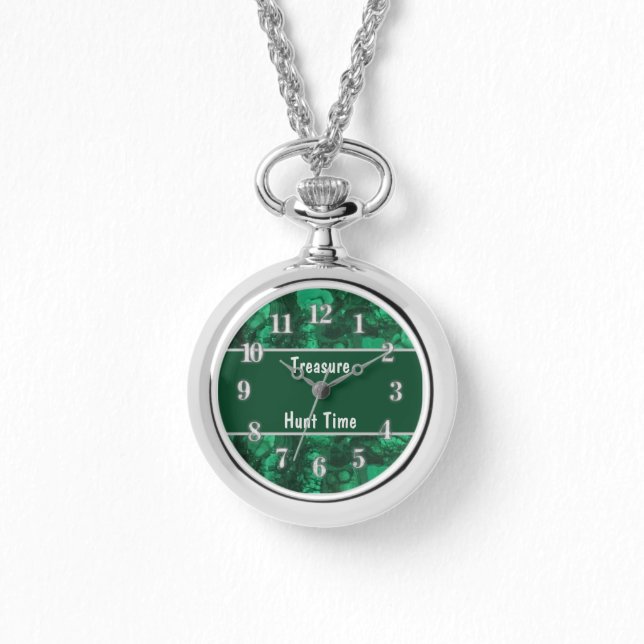 Rock Collector Treasure Hunt Time Green Rockhound Watch (Front)