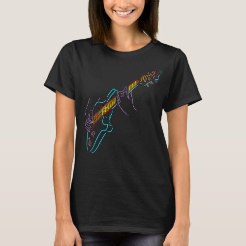 Rock Colorful silhouette of an electric guitar T_Shirt