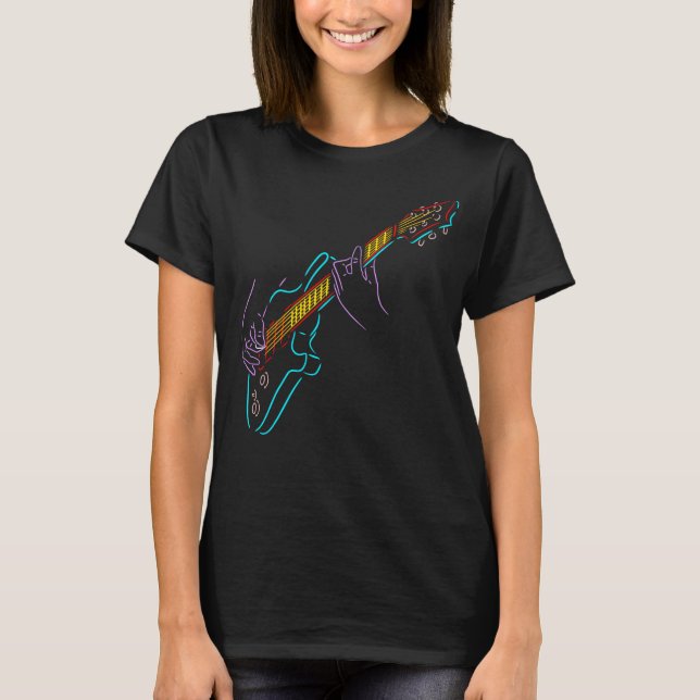 Rock. Colorful silhouette of an electric guitar. T-Shirt (Front)