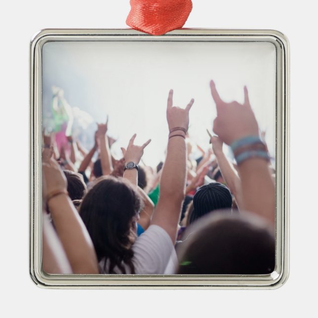 Rock Concert Audience Metal Ornament (Front)