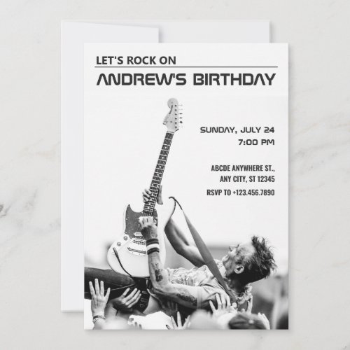 Rock concert birthday invitation