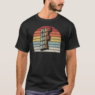 Rock Concert Vintage Retro Peace Love Rock And Rol T-Shirt