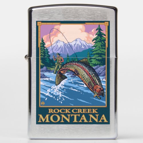 Rock Creek MontanaFly Fishing Scene Zippo Lighter