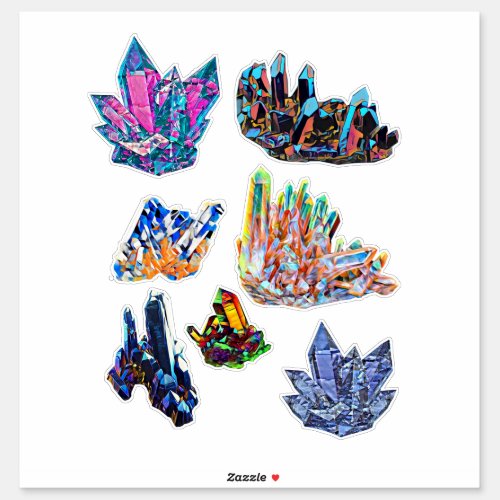 Rock Crystal Gemstones Abstract Art Sticker