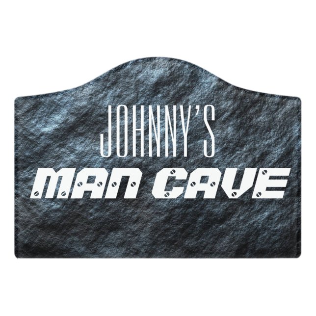 Rock Design Man Cave Door Sign (Small Crest Front)