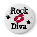 "Rock Diva In White" Button