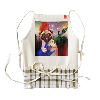 Rock dog - pug party - pug guitar - dog rocker zazzle HEART apron