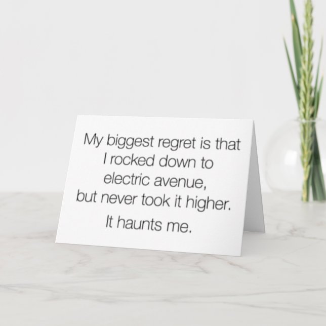 ROCK DOWN ELECTRIC AVENUE NOW YOU ARE ***70*** CARD (Front)