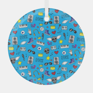 Rock Emo Music Teen Pattern Glass Ornament