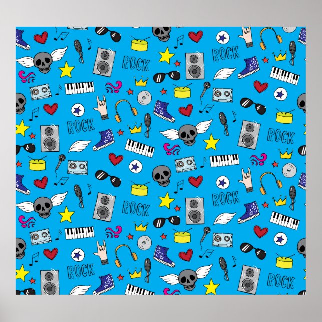 Rock Emo Music Teen Pattern Poster (Front)