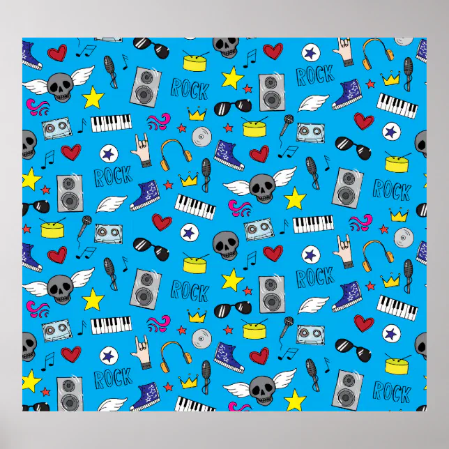 Emo Rocker Poster Rock Emo Music Teen Pattern Poster | Zazzle