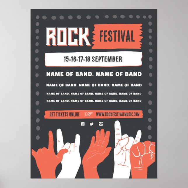 Rock Festival – Bold Red & Black Grunge Design Pos Poster (Front)