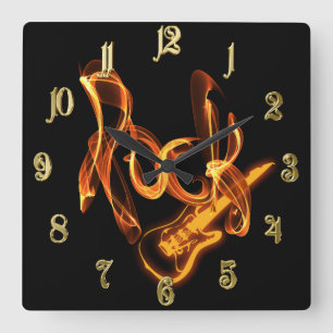 Rock fire sign square wall clock