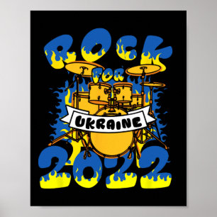 Rock For Ukraine Drum Set Instrument Ukraine Flag  Poster