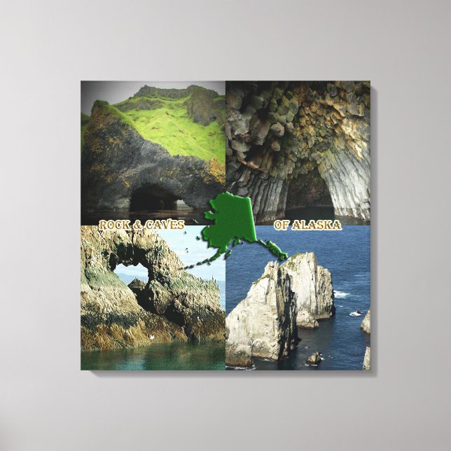 Rock Formations and Caves in Alaska Collage Canvas Print (Front)