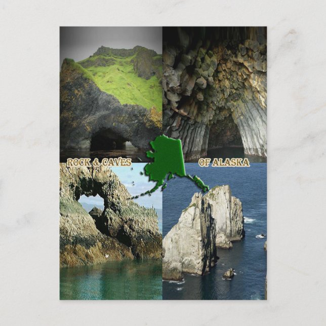 Rock Formations and Caves in Alaska Collage Postcard (Front)