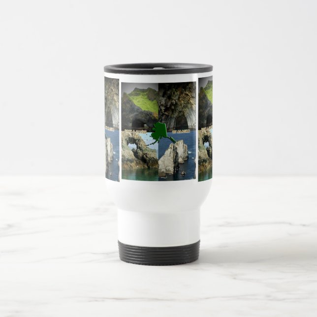 Rock Formations and Caves in Alaska Collage Travel Mug (Center)
