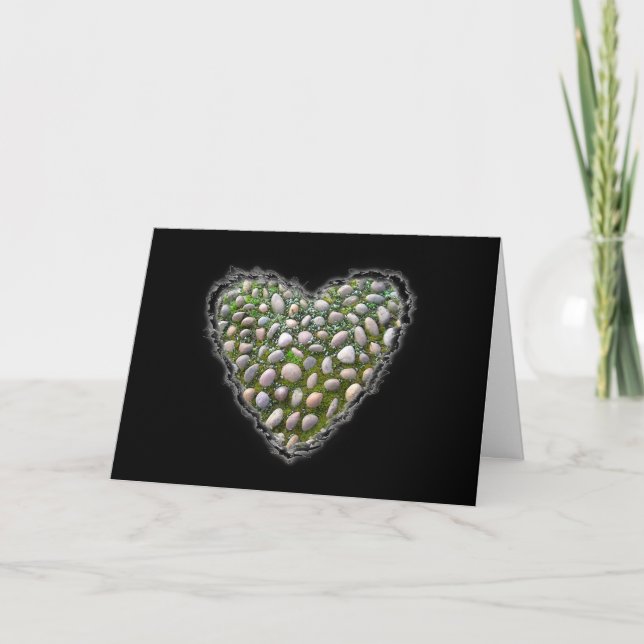 Rock Garden Heart Valentine Love Romance Card (Front)