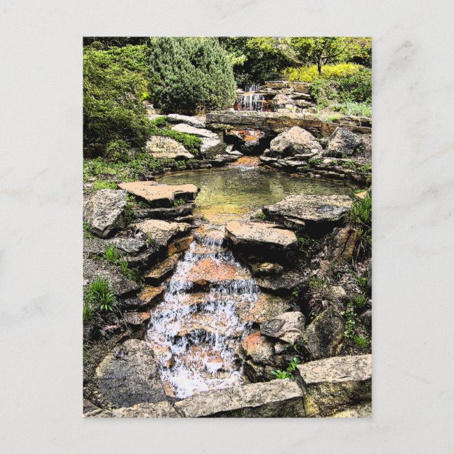 "ROCK GARDEN & WATERFALL"/INNISWOOD BOTANICAL GARD POSTCARD (Front)