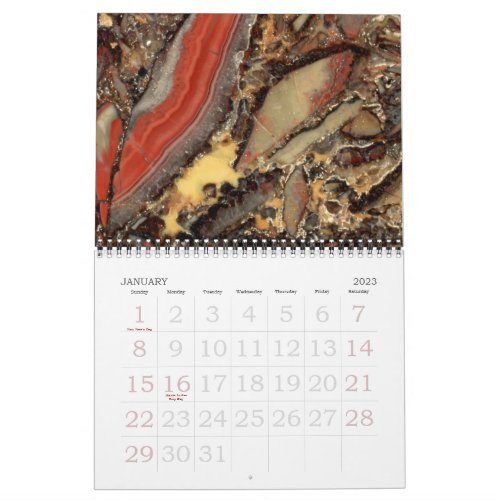 Rock  Gem Collection Calendar