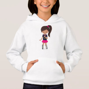 Rock Girl, Latina Girl, Microphone, Band Singer Hoodie