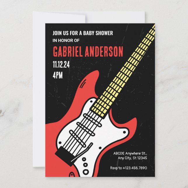 Rock guitar BABY SHOWER Invitation (Front)