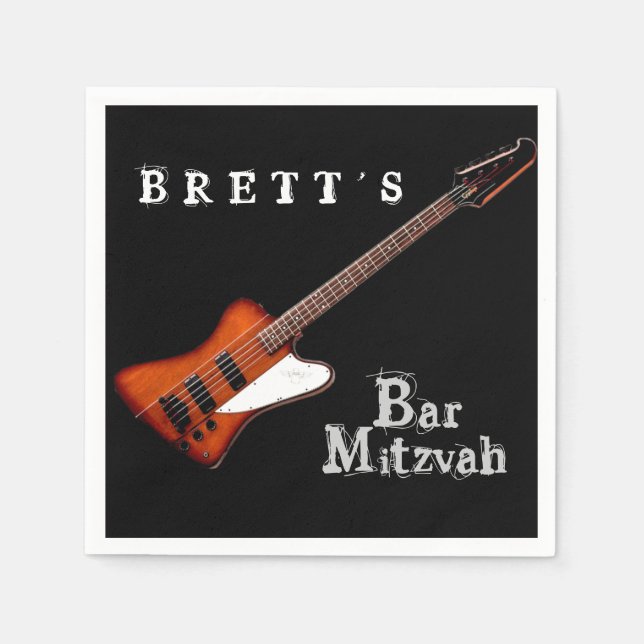 Rock Guitar Bar Mitzvah Napkins (Front)