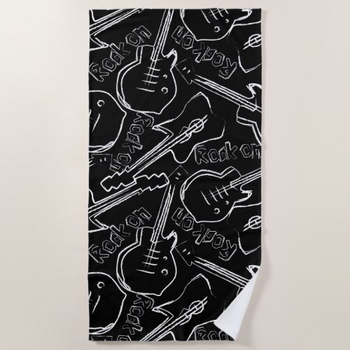 Rock guitar beach towel