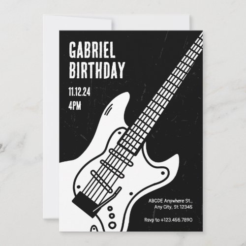 Rock guitar birthday invitation