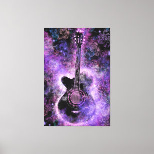 Rock Guitar Canvas Print Painting Purple Wall Art