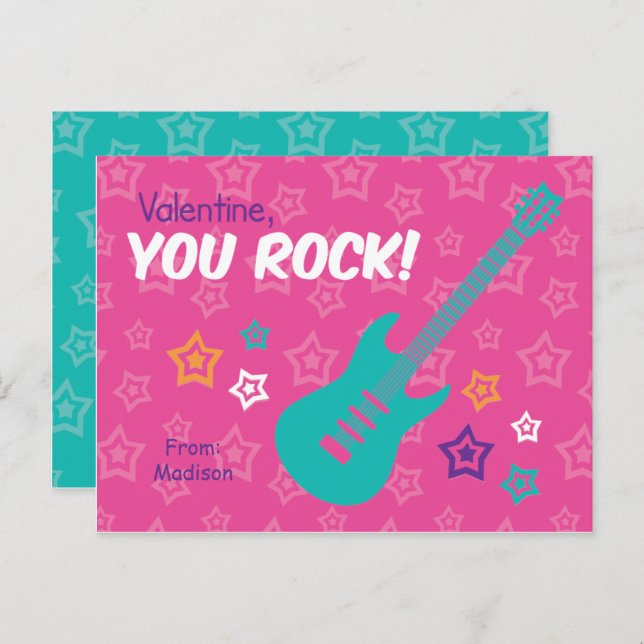 Rock Guitar Class Valentines Holiday Postcard (Front/Back)