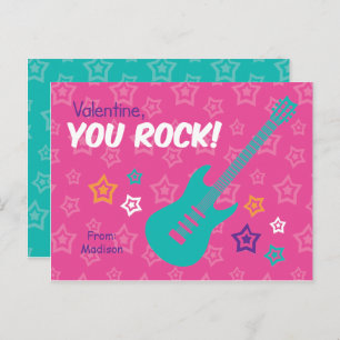 Rock Guitar Class Valentines Holiday Postcard