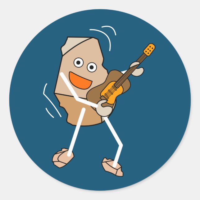 Rock Guitar Classic Round Sticker (Front)