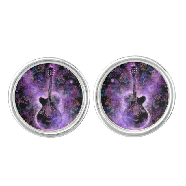 Rock Guitar Cufflinks Purple (Front)
