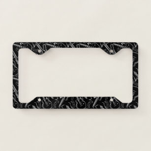 DZGlobal Music Musical Note Treble Clef Pattern Printed License Plate Frame Auto Licenses Plates Covers Waterproof Car Tag Aluminum Metal Frames White Black for Women Girls