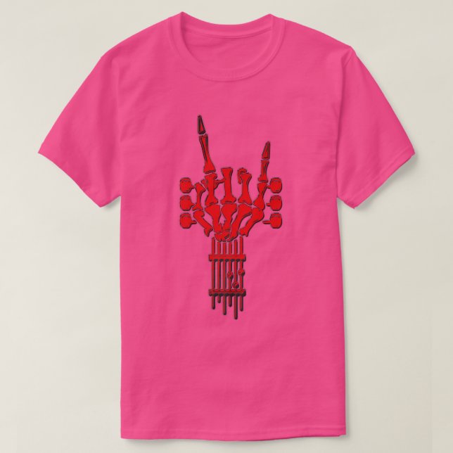 Rock Guitar Neck Skeleton Concert Band Men Women R T-Shirt (Design Front)