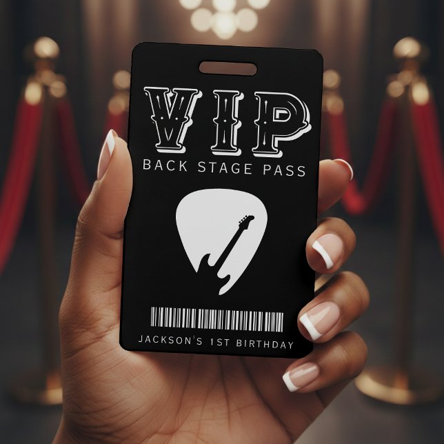 Rock Guitar Pick Kids Birthday Party Black VIP Badge (Creator Uploaded)