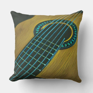 Rock guitar player throw pillow