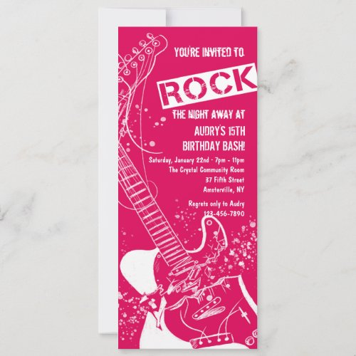 Rock Guitar Red Invitation