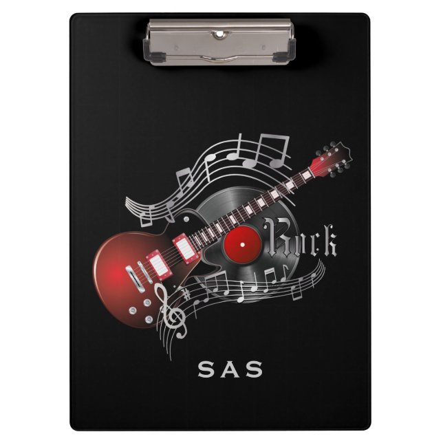 Rock Guitar - Red - Monogram Clipboard (Front)