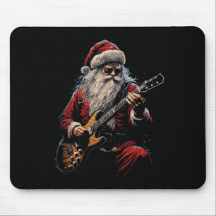 Rock Guitar Santa Claus Playing Guitar - Funny Chr Mouse Pad