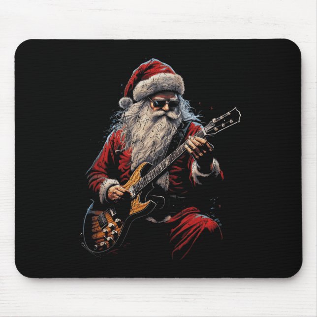 Rock Guitar Santa Claus Playing Guitar - Funny Chr Mouse Pad (Front)