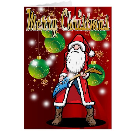 Rock Guitar Santa Merry Christmas Card | Zazzle