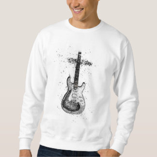 Rock guitar stratocaste christian cross sweatshirt