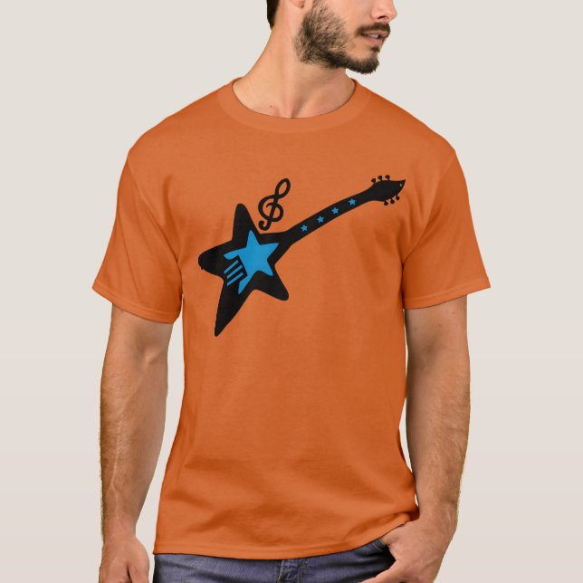 Rock guitar with music note funny T-Shirt (Front)