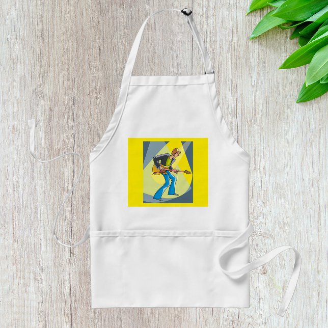 Rock Guitarist 70s Style Musician Adult Apron (Creator Uploaded)