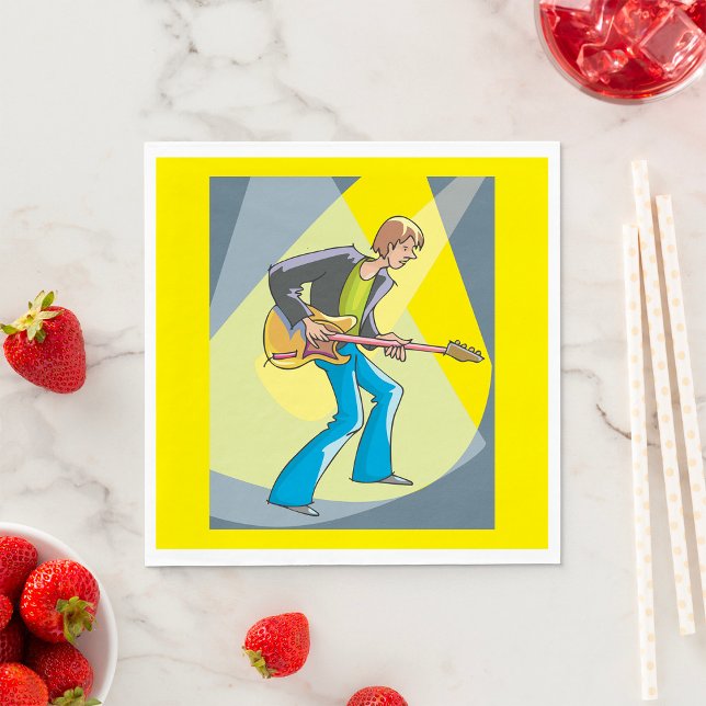 Rock Guitarist 70s Style Musician Napkins (Creator Uploaded)